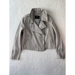 7 For All Mankind Cotton Moto Jacket Womens Size Medium Cropped Asymmetrical